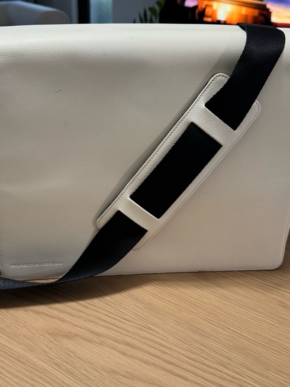Porsche Design Beige Leather Flap Messenger Bag